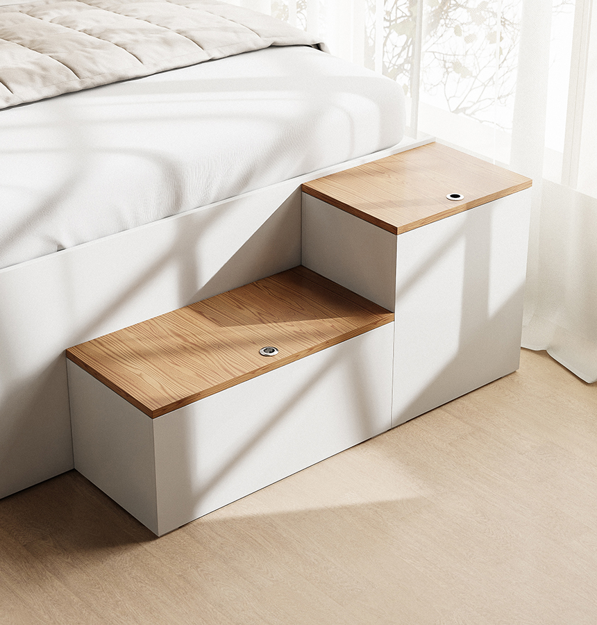 수납 스툴 의자 사각 화장대 스툴 침대 발판 계단 의자 400 화이트