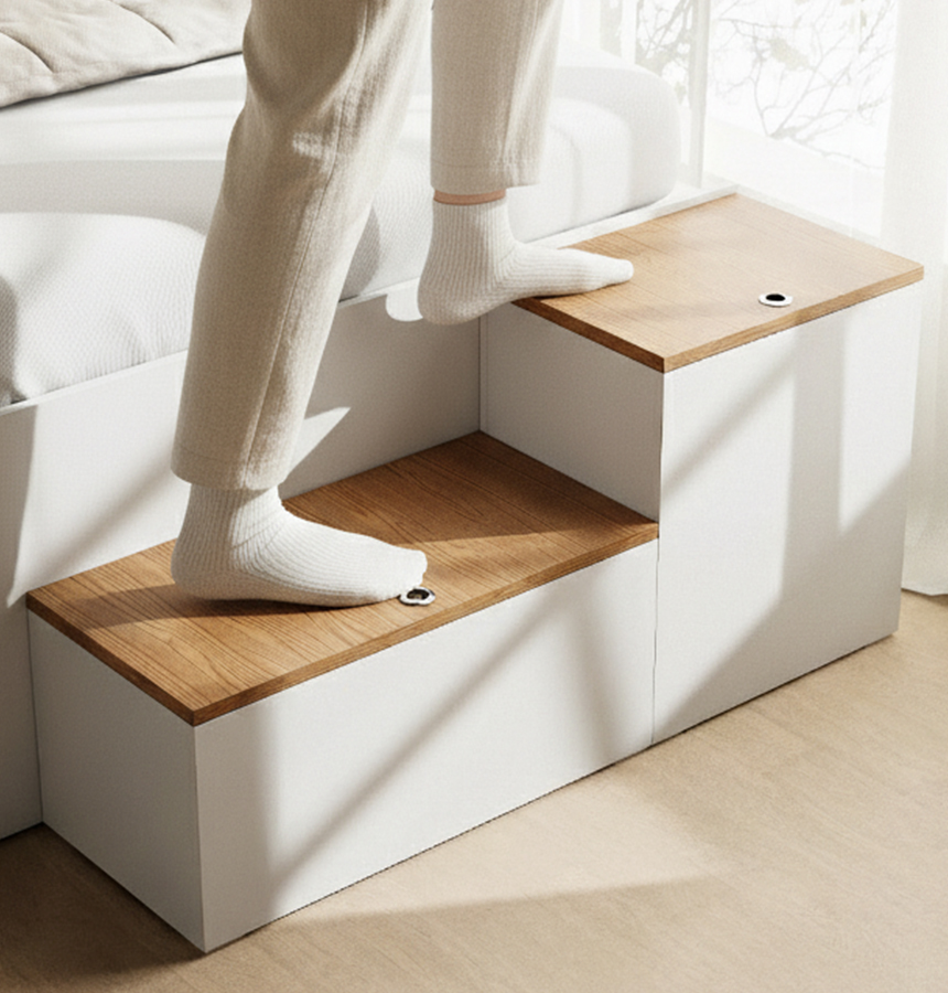 침대 발판 계단 의자 수납 스툴 의자 벤치 스툴 낮은 600 화이트