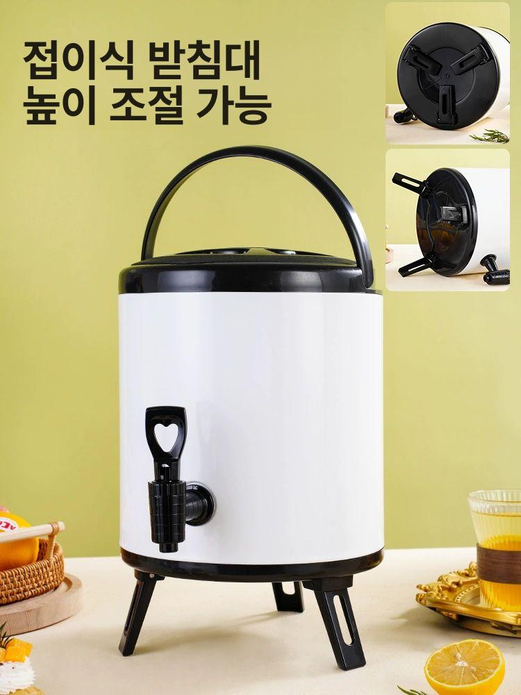 업소용보온통 대용량 벤티 스틸원색 물통 레몬옐로우 대형 베이직 보냉병 두꺼운 본색 히트 6L 무광블랙 - 상세 이미지 4