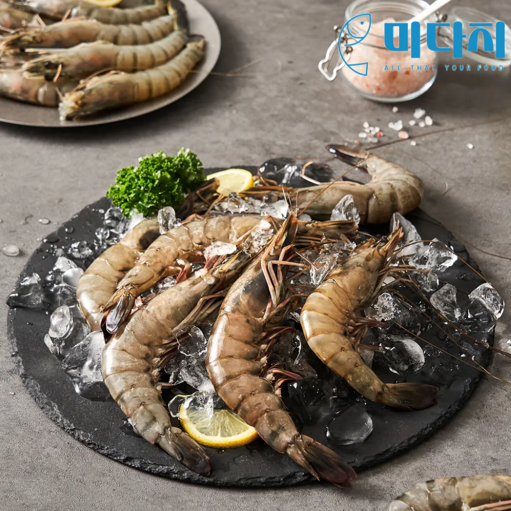 미다지얼룩 블랙 타이거 대왕 새우 바베큐 소금구이 500g 8,12,15,20,30미 가족모임음식 - 상품 이미지
