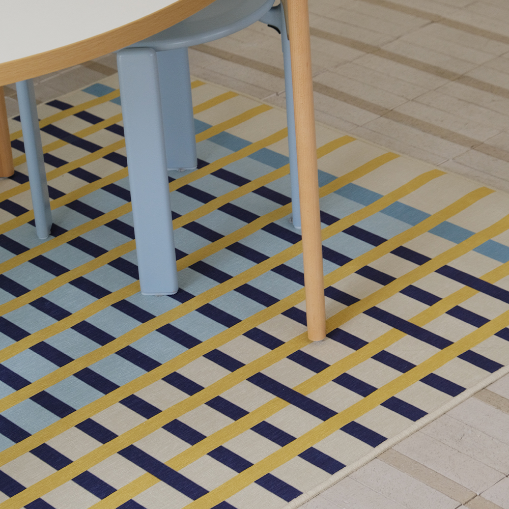 파르르맨션 사계절 디자인 러그 거실 카페트 워셔블 먼지없는 러그 시트러스 그리드, 140x200cm