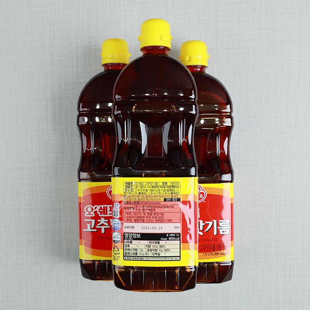 오뚜기 오쉐프 고추맛기름 고추씨기름 업소용 1.5L - 상세 이미지 3