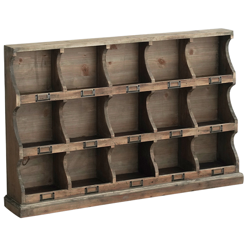 컵보드 원목찬장 다기장 찻장 보드 우드 인테리어 컵 오래된 삼목 9칸 64x17x62.5cm - 상세 이미지 5
