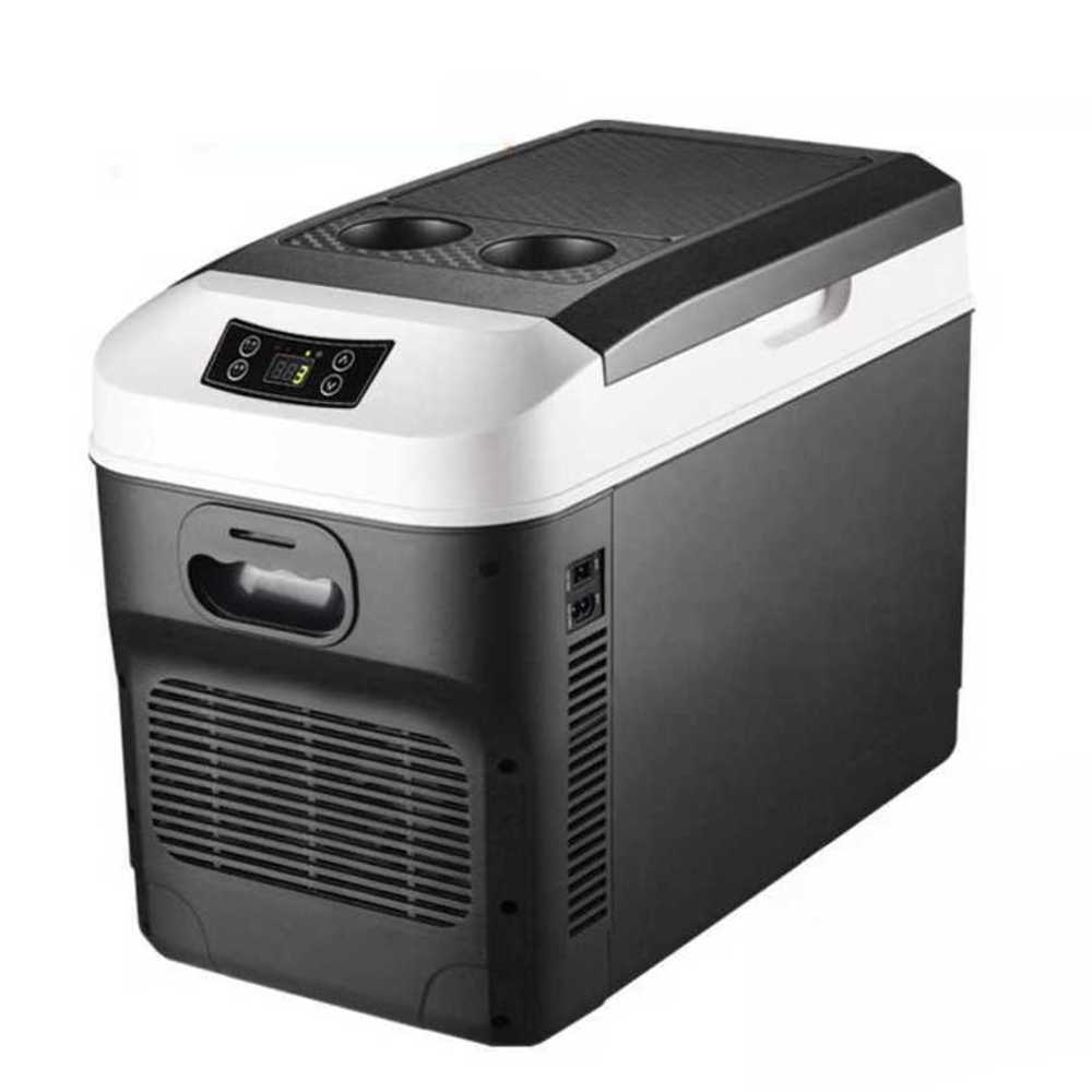 차량용 화물차 냉장고 쿨러 대용량 전동 보냉 장치 15L + LCD 브라운 - 상품 이미지