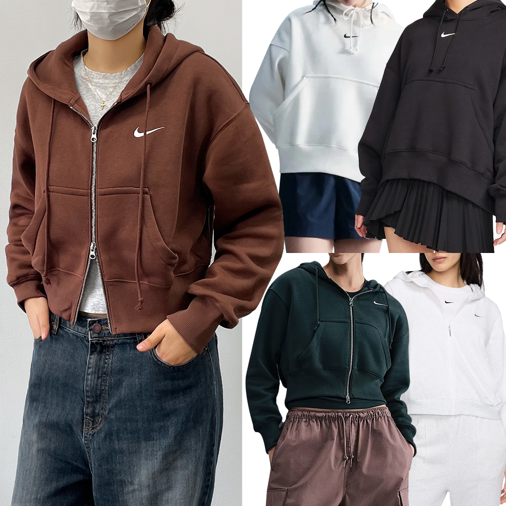 (국내매장판) 나이키 여성 후드티 후드 집업 크롭 오버핏 피닉스 스우시 클럽 긴팔 티셔츠 - 상품 이미지