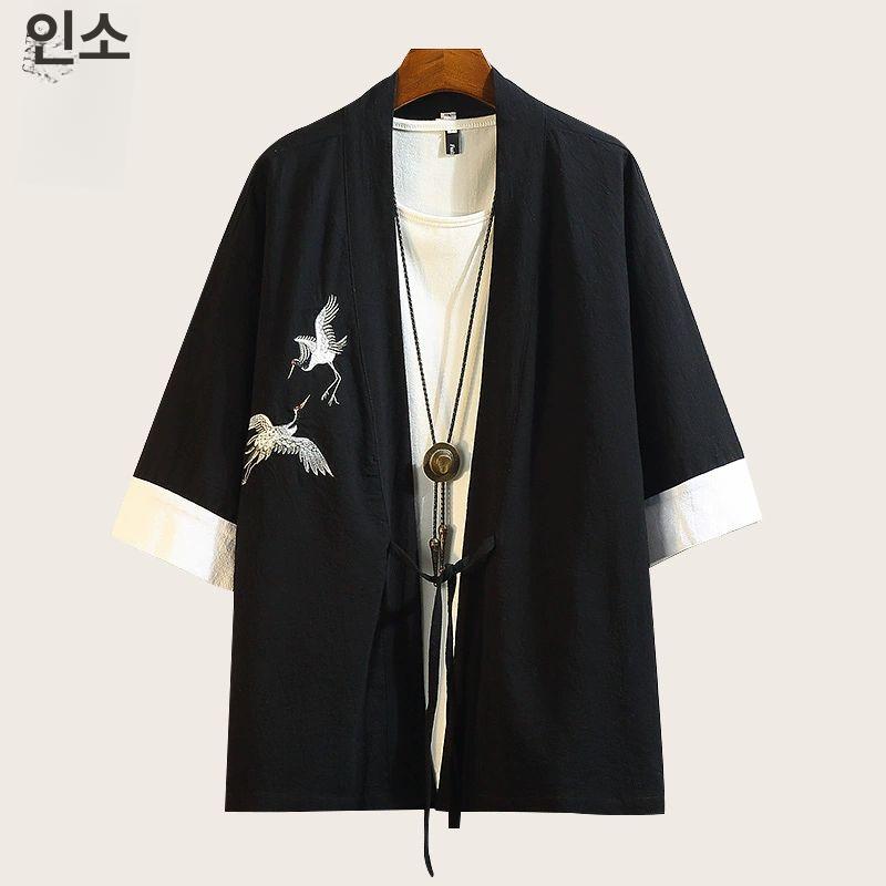 남자 개량한복 상의 린넨 절복 가디건 법복 저고리 가운 KS002 블랙 M - 상세 이미지 2