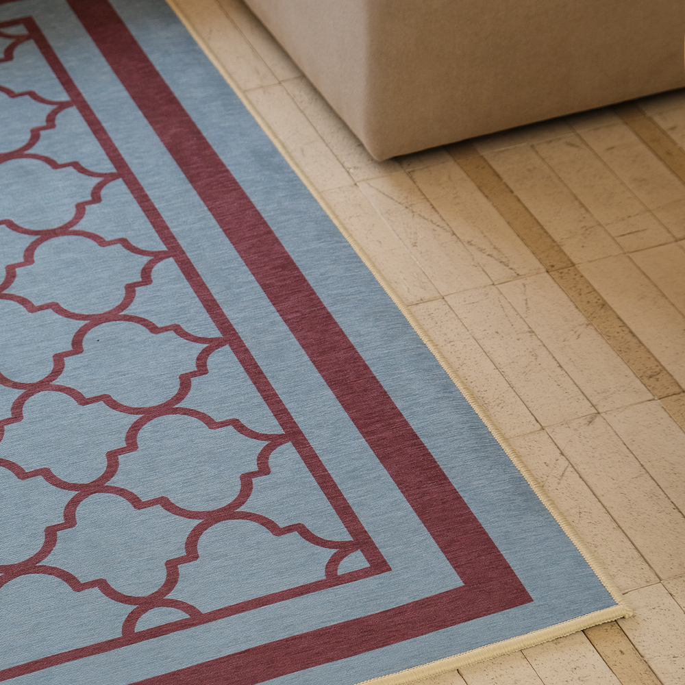 파르르맨션 사계절 대형 러그 디자인 거실 카페트 워셔블 먼지없는 러그 셰리프타일, 100x150cm