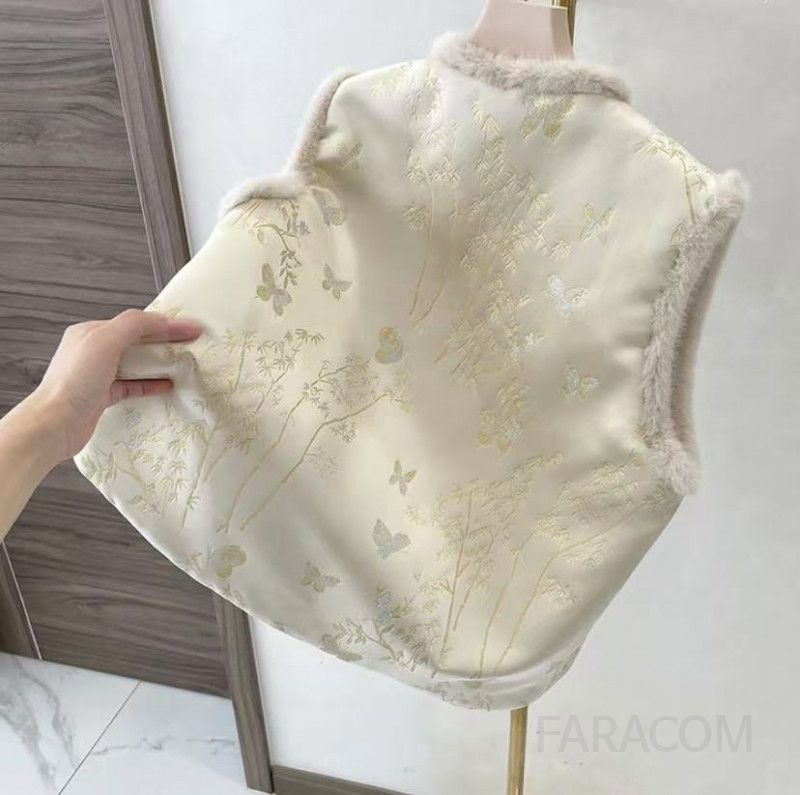스타일 자수 코튼 조끼 가을 겨울 루즈핏 데일리 패션 보온성 좋은 캐주얼 레이어드 활용도 높은 스타일리시한 디자인 - 상세 이미지 3
