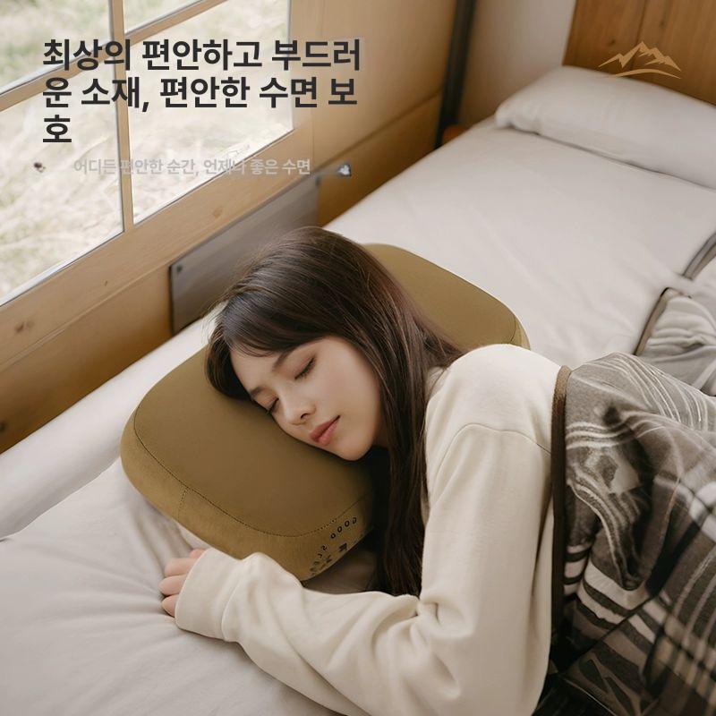 캠핑 베개 여행용 목베개 메모리폼 쿠션 휴대용 사무실 낮잠 미니 접이식 소형 업그레이드속통x포레스트그린 - 상세 이미지 2