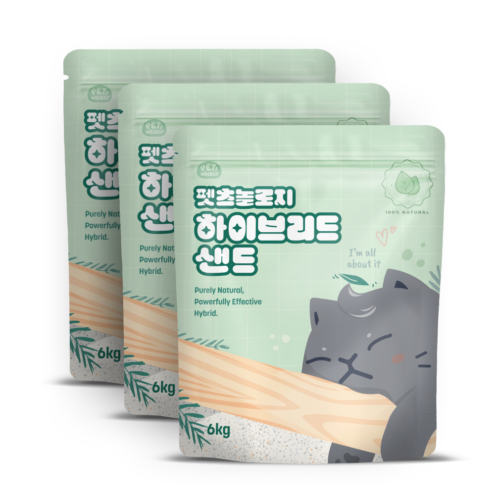 펫츠놀로지 고양이 편백 하이브리드 샌드 응고형 벤토나이트 6kg, 3개 - 메인 이미지