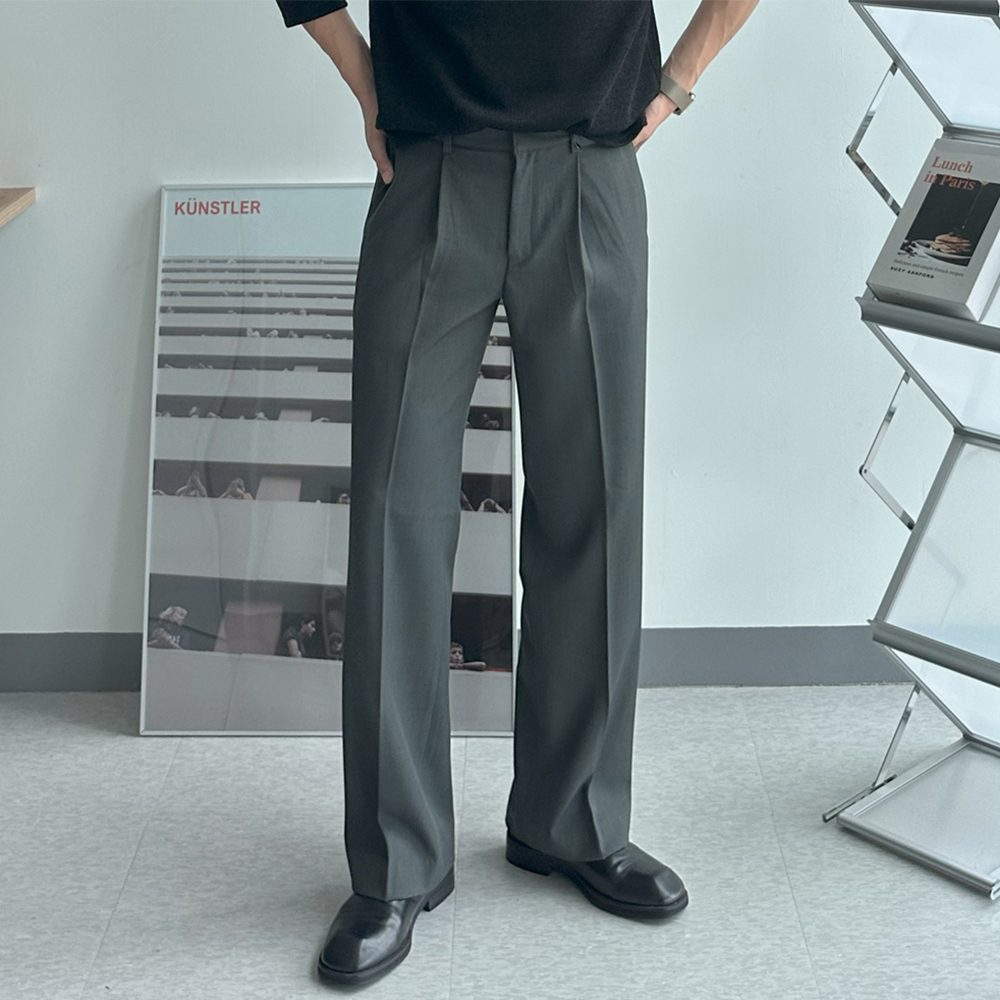 남자 바지 링클프리 밴딩 와이드 부츠컷 슬랙스 남자 슬랙스 - 상세 이미지 3