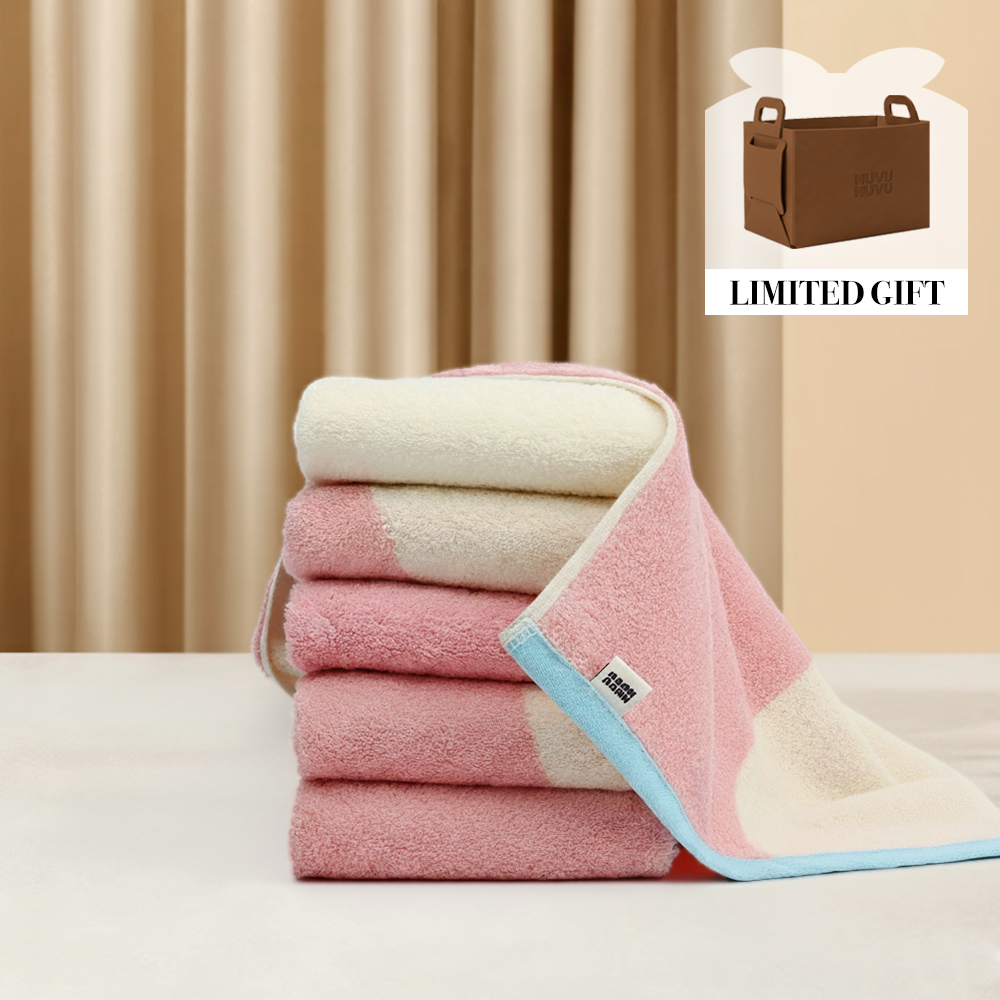 [선착순 바구니 증정] 누브누브 40수 와이드 페이스 타월 50x100 2P 세트 +펠트바구니 증정