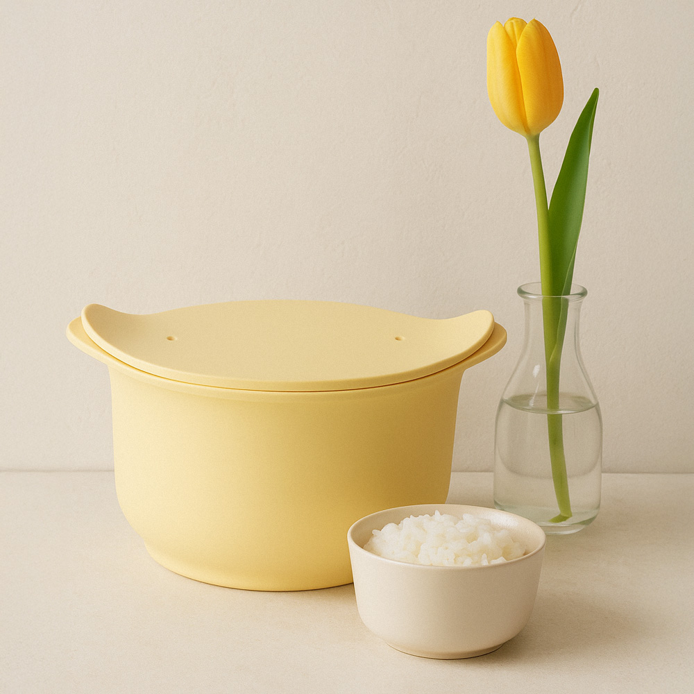 실리프랑 저당밥솥 저당질 다이어트 전자레인지찜기 캠핑밥솥 자취생 밥통 버터옐로우 1P