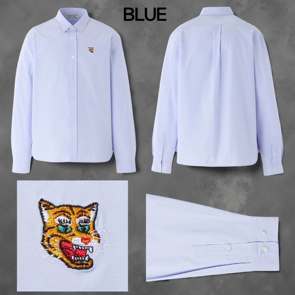 오니츠카타이거 호랑이 자수 롱 슬리브 남성 긴팔 셔츠 2183B395 BLUE M - 상세 이미지 3
