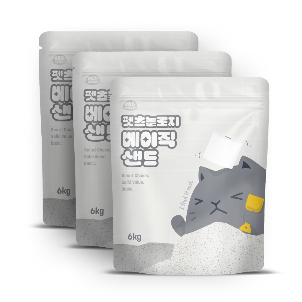 펫츠놀로지 고양이 베이직 샌드 응고형 벤토나이트 6kg, 3개 - 메인 이미지