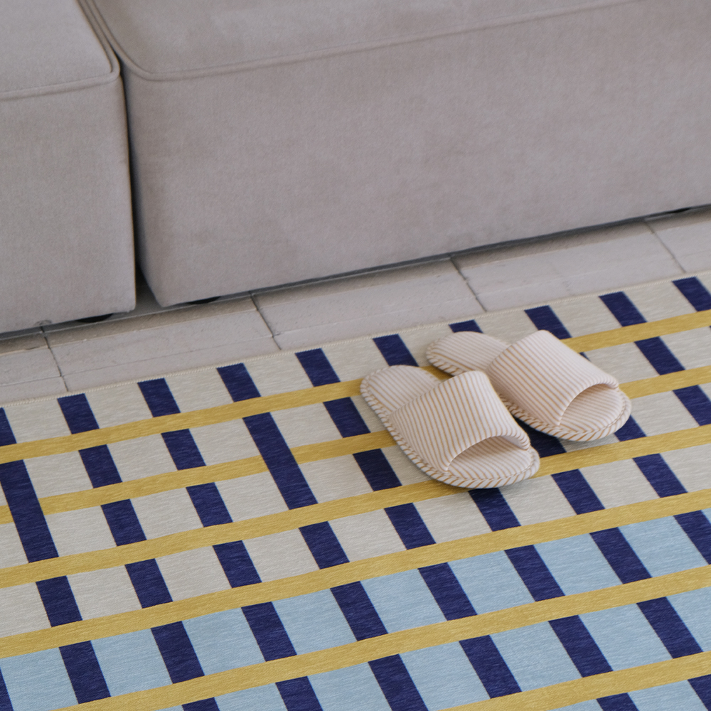 파르르맨션 사계절 디자인 러그 거실 카페트 워셔블 먼지없는 러그 시트러스 그리드, 140x200cm