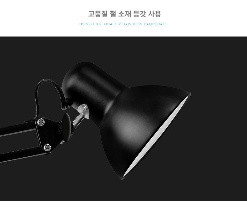 전기스탠드 탁상용 스탠드 클립형 독서실 데스크 백색 전구없음 학습용 책상용 접이식 블랙 12W 화이트 라이트 버튼 스위치 - 상세 이미지 4