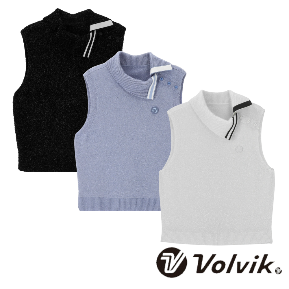 볼빅 골프웨어 여성 골프 조끼 메탈사 오버핏 베스트 카라 골프조끼 간절기 상의 VLKVP801 - 상품 이미지