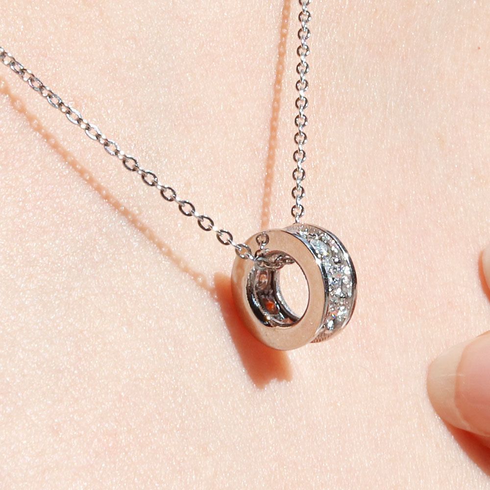 랩 다이아 링 펜던트 메달 레이어드 목걸이 루엔 여자 친구 기념일 선물 생일 14K 18K - 상세 이미지 4