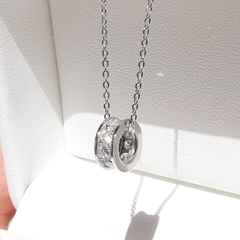 랩 다이아 링 펜던트 메달 레이어드 목걸이 루엔 여자 친구 기념일 선물 생일 14K 18K - 상품 이미지