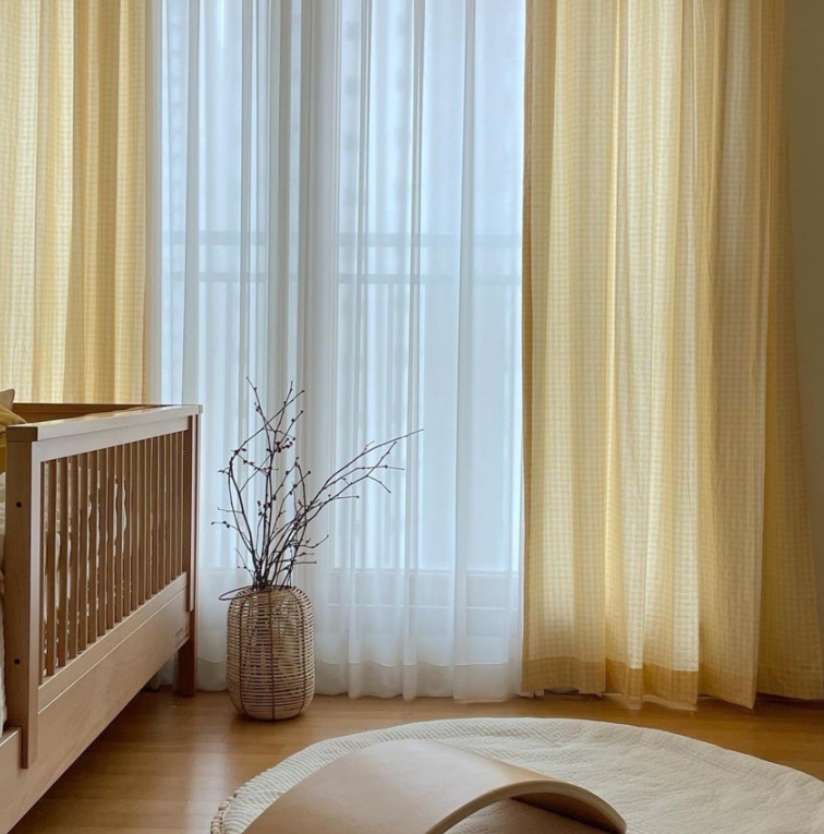 멜란 체크 커튼 아이방·거실 맞춤 제작 바이아미