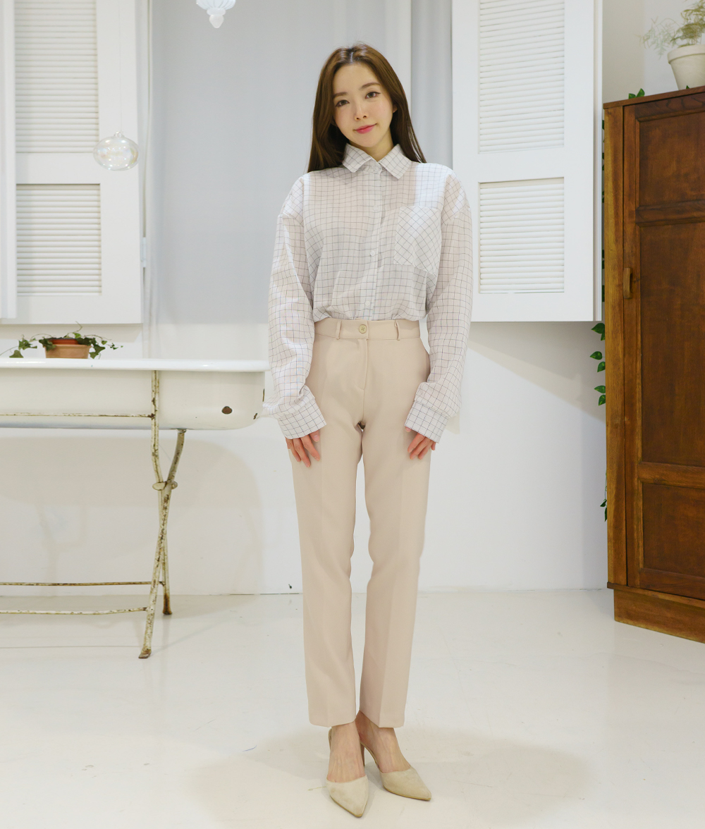 격자무늬 루즈핏 봄 여성셔츠 체크남방 베이직 코디 이미지 3