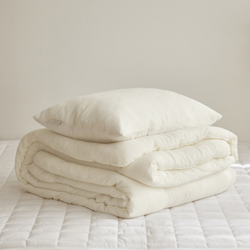 마틸라 부드러운 신축성 소프트휩 셔링 극세사 겨울 차렵 이불 베개세트 SS