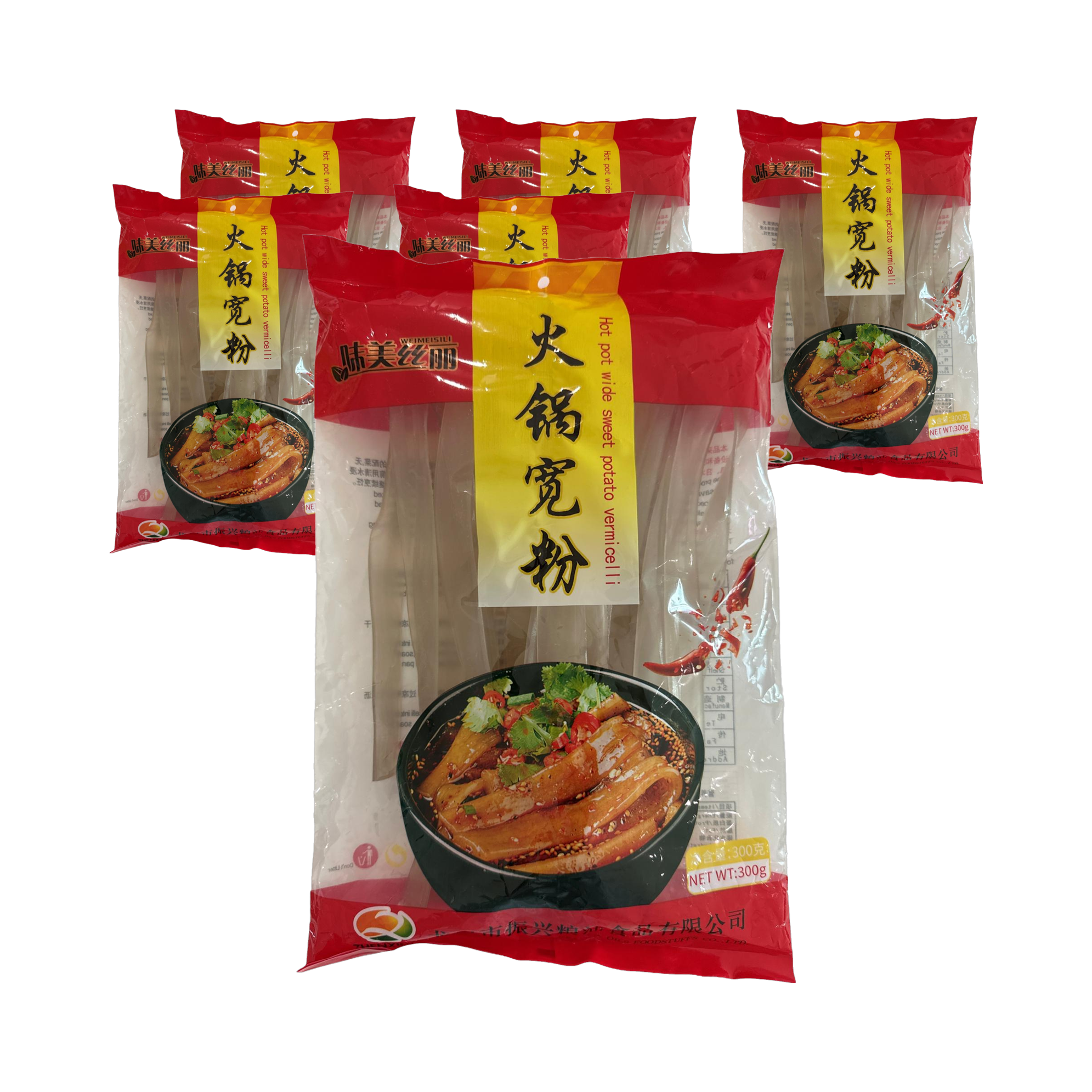 롱커우진싱 중국 마라탕 훠거 넓은 당면(고구마전분 84% 함유) 300g, 6개 - 상품 이미지