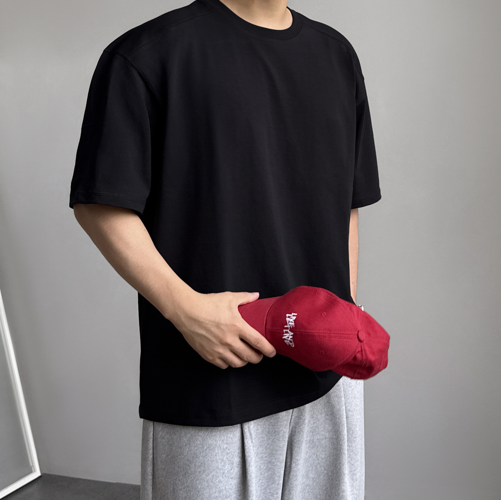 1+1 오버핏두꺼운반팔 무지티 어깨넓어보이는반팔 남자흰티 - 상세 이미지 5