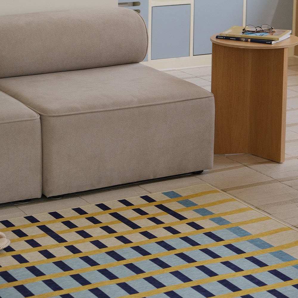 파르르맨션 사계절 디자인 러그 거실 카페트 워셔블 먼지없는 러그 시트러스 그리드, 140x200cm