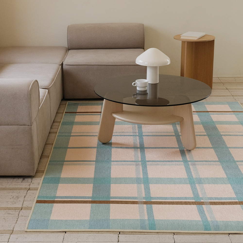 파르르맨션 사계절 대형 러그 디자인 거실 카페트 워셔블 먼지없는 러그 코타지 그리드, 140x200cm