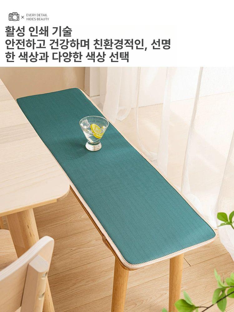 얇은 긴의자 방석 아이스 시트 식탁의자 장의자 거실 여름 시원한 의자커버 쿠션 의자방석 순 얼음실 겹침해면 -올리브그린 30x80cm 끈+미끄럼방지바닥 - 상세 이미지 4