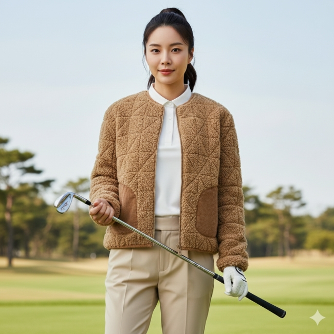 헤지스골프 여성 겨울 경량 플러피 라이트 보온 골프웨어 패딩 자켓 - 상세 이미지 4