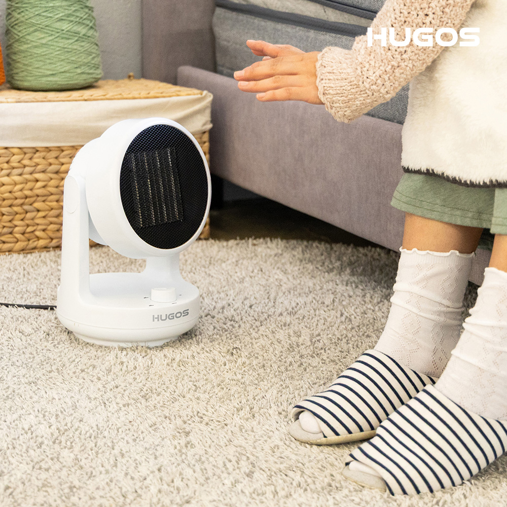 휴고스 미니 컴팩트 PTC 전기온풍기 소형 히터 캠핑 사무실 발난로