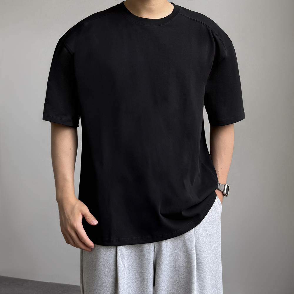 1+1 오버핏두꺼운반팔 무지티 어깨넓어보이는반팔 남자흰티 - 상세 이미지 4