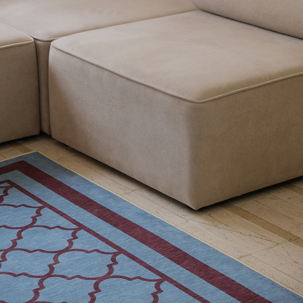 파르르맨션 사계절 대형 러그 디자인 거실 카페트 워셔블 먼지없는 러그 셰리프타일, 100x150cm