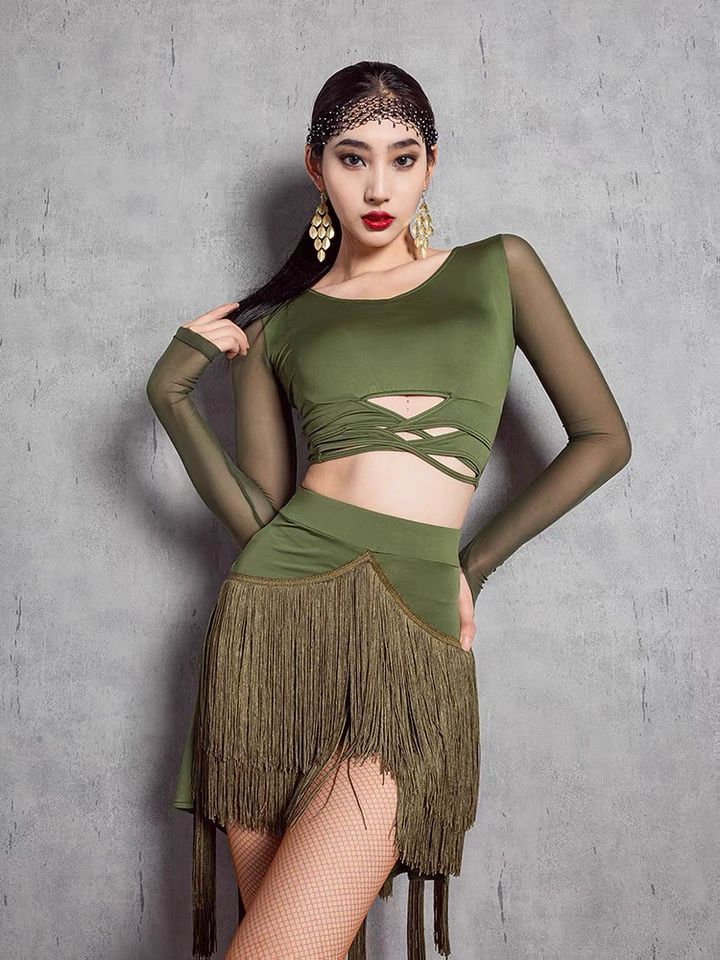 라인댄스수술치마 치마 무대복 스커트 댄스 공연복 라틴 블랙 스커트 S - 상세 이미지 3