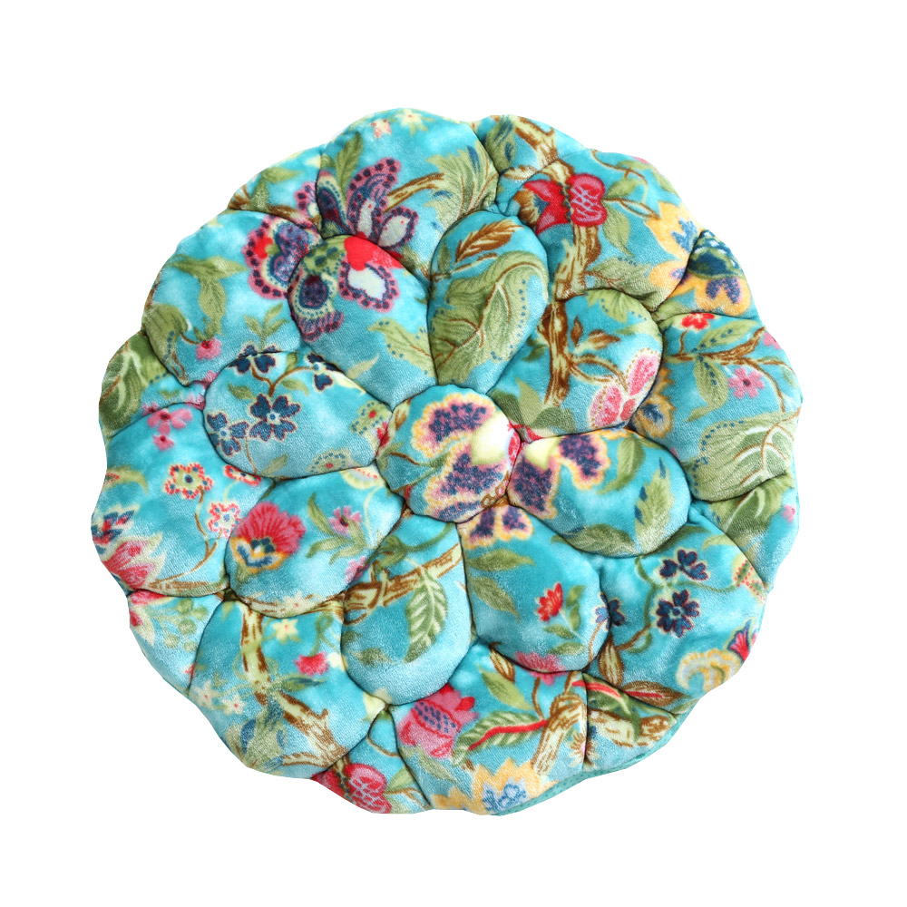 바세티 사계절 쿠션 극세사 블루, 1인용 원형