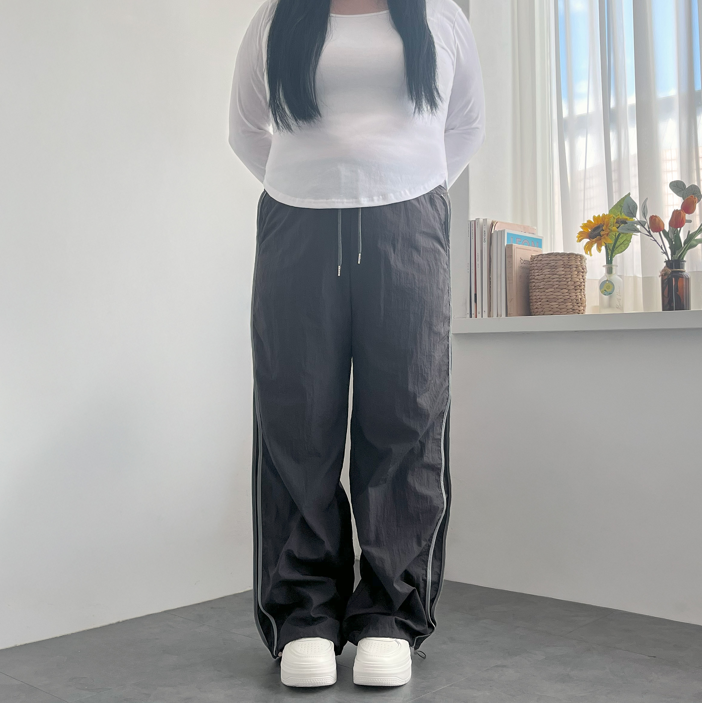 트랙팬츠 바스락바지 투웨이 와이드조거 - 상세 이미지 2