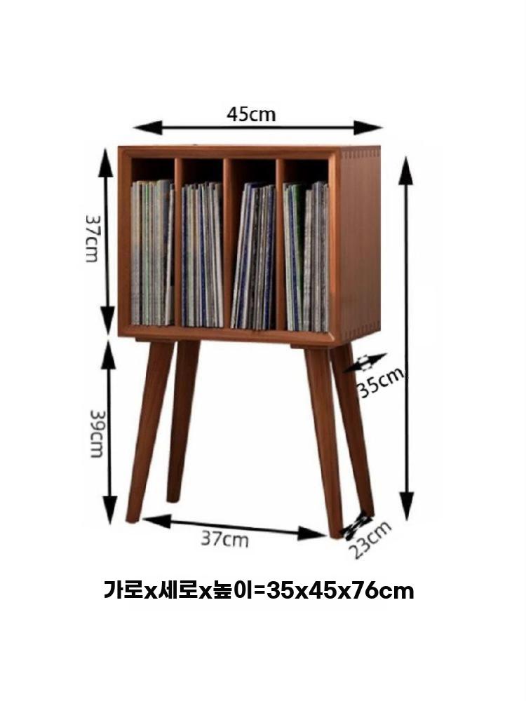 레코드 진열장 엘피 원목 선반 월넛 보관 수납장 우드 46x36x78cm 러버우드 - 상세 이미지 4