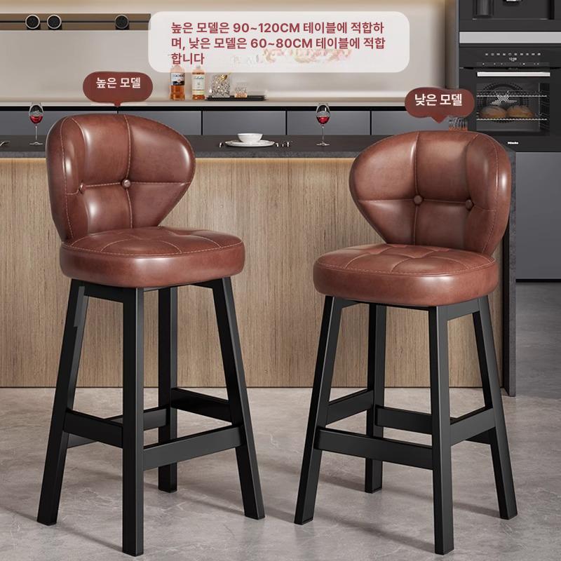홈바의자 철제 높은 바체어 카페 바스툴 고급감 브라운 75cm철제다리 - 상세 이미지 4