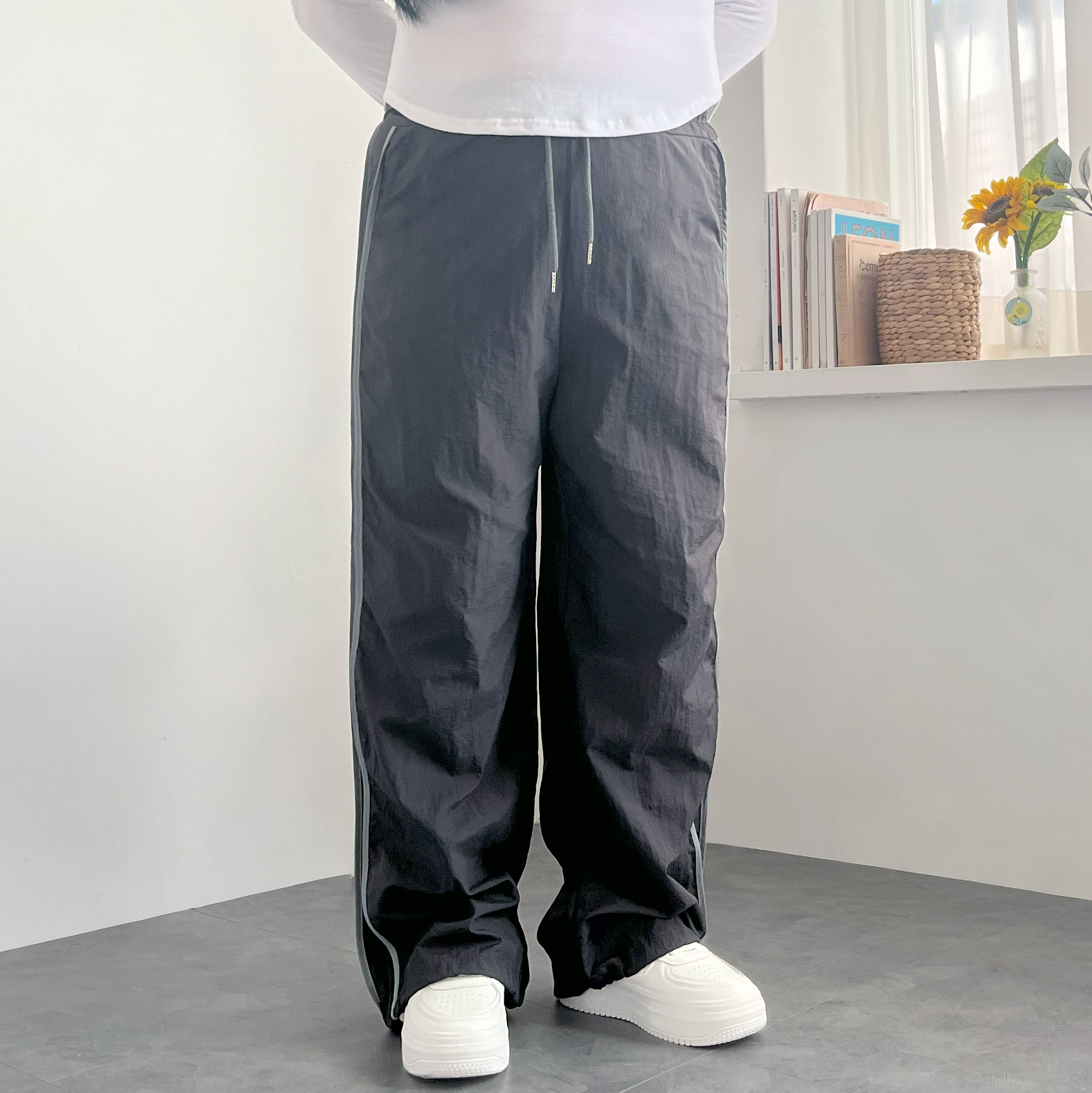 트랙팬츠 바스락바지 투웨이 와이드조거 - 상세 이미지 4