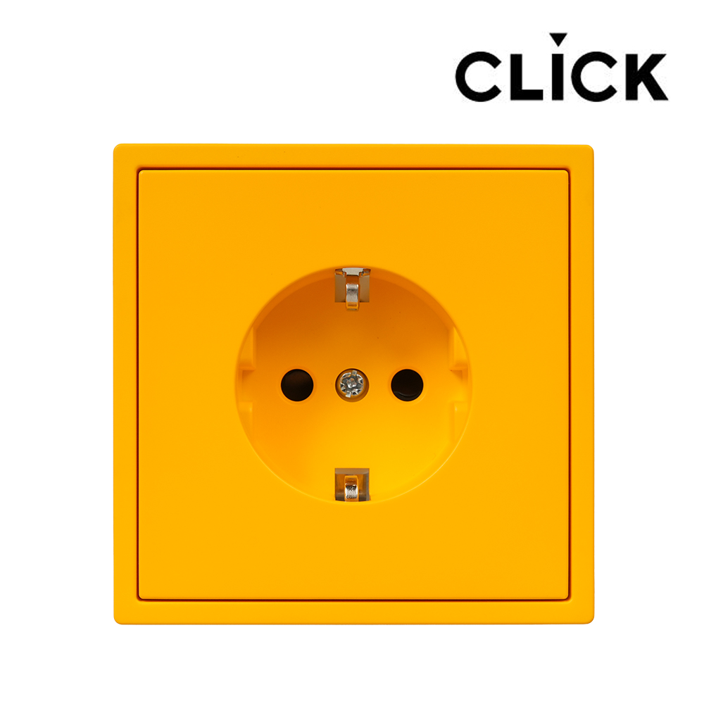 클릭 콘센트 유럽형 정사각 전기콘센트 옐로우 콘센트 플라스틱박스 - 상품 이미지