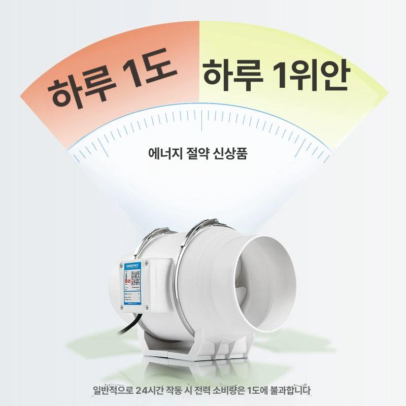 고기집 후드팬 덕트 흡입기 환기팬 고깃집환풍기 연기 닥트 송풍기 대형 원통형 자바라 강력 적합 뜸 연기 6인치 90 A - 상세 이미지 2