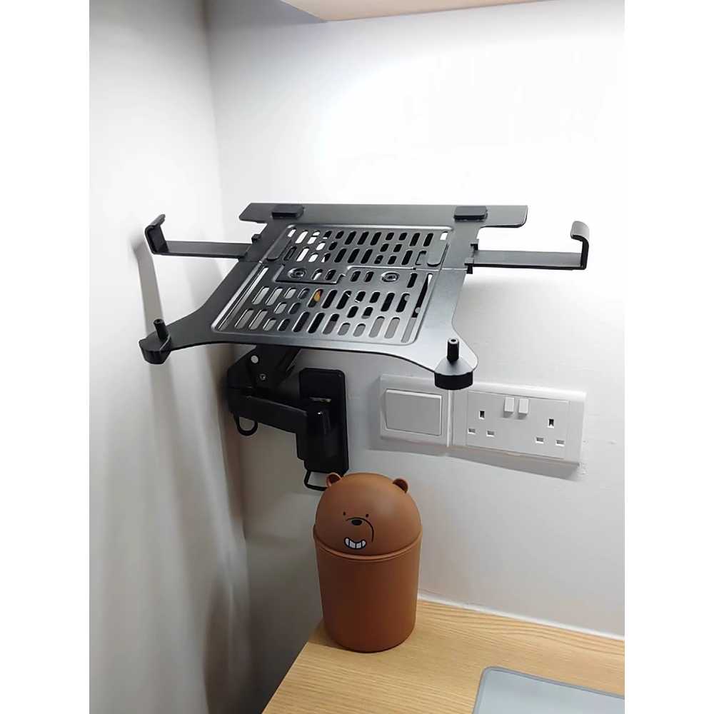 노트북 거치대 메탈 벽고정형 공간절약 접이식 받침대 블랙 7kg - 상세 이미지 3