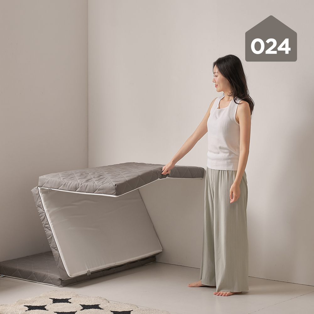 024홈 미니멀 푹신한 손잡이 3단 접이식 토퍼 매트리스 8cm 슈퍼싱글 - 상세 이미지 2