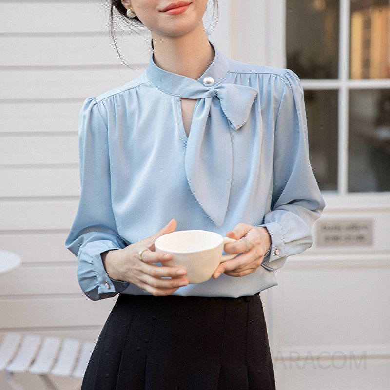 고급스러운 여성 쉬폰블라우스 여름 데일리룩 시원한 착용감 가벼운 셔츠 스타일리시한 캐주얼룩 활용도 높은 상의 - 상품 이미지