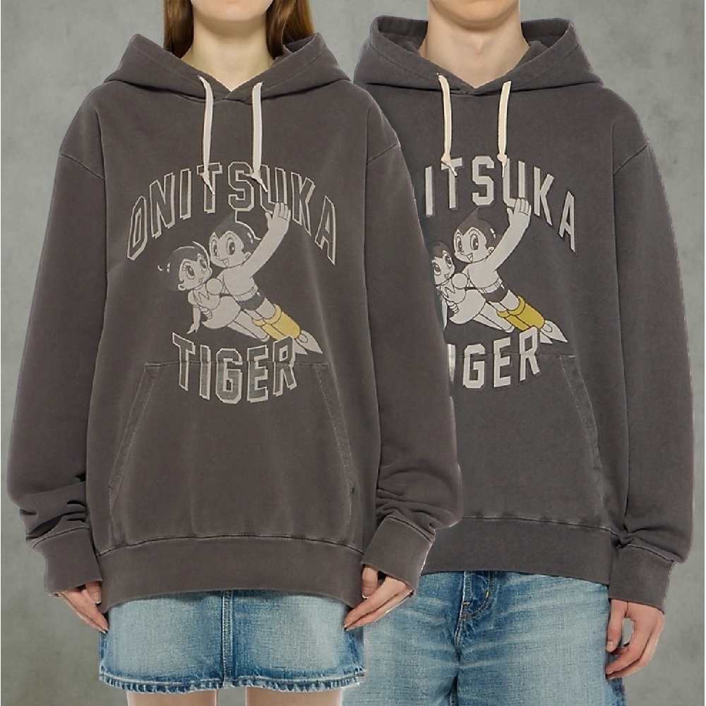 오니츠카타이거 아톰 워시드 스웨트 여성 후드티 2183B575 BLACK L