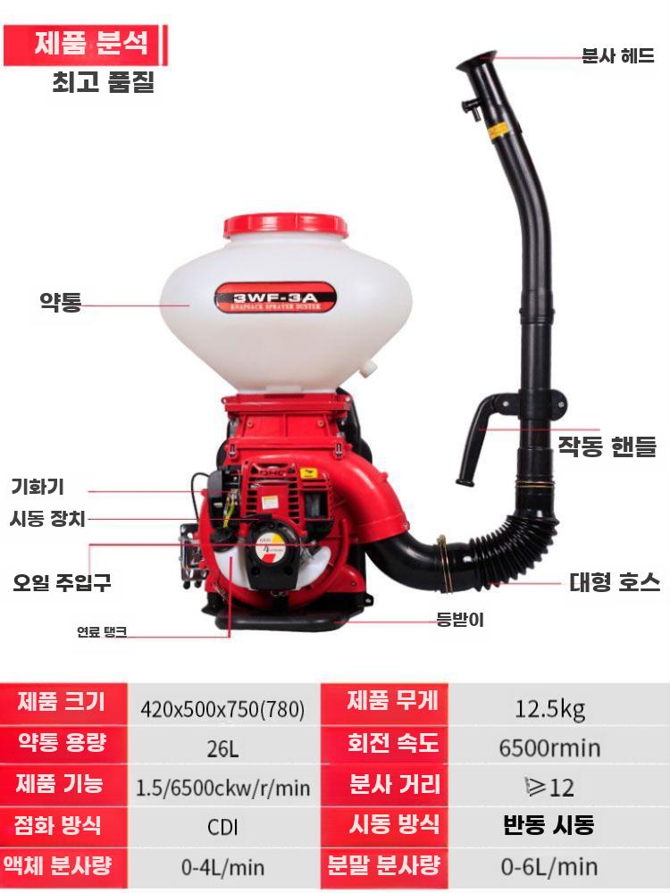 4행정 가솔린 다기능 비료 살포 농약 분무 소독기 - 상세 이미지 5