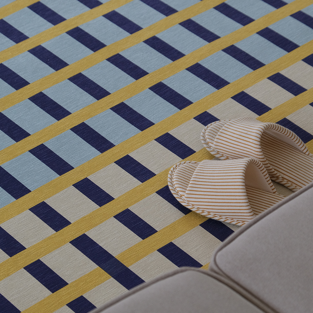 파르르맨션 사계절 디자인 러그 거실 카페트 워셔블 먼지없는 러그 시트러스 그리드, 140x200cm